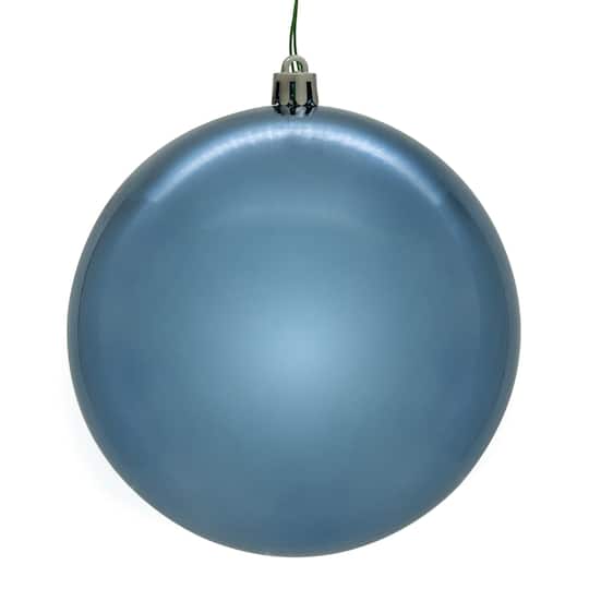 N591052DSV 4 in. Denim Blue Shiny Ball Ornament with UV Drilled - Pack of 6